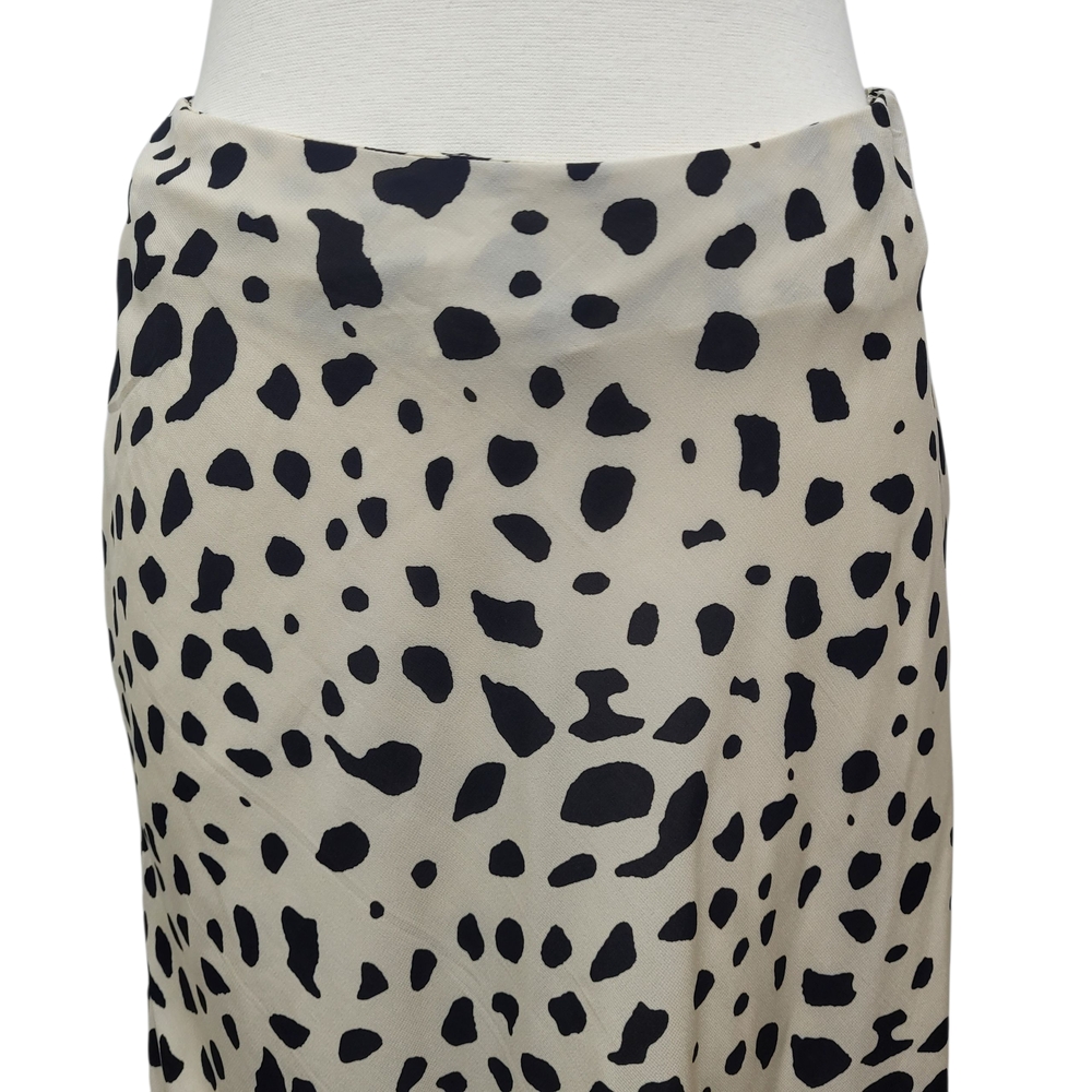 Japna Cream Black Spotted Animal Print Cheetah Midi Trumpet Skirt Size Medium - Picture 4 of 10